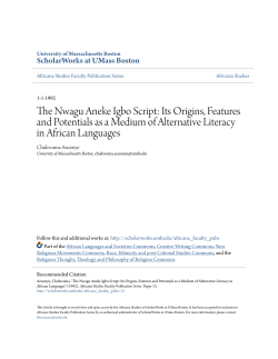 The Nwagu Aneke Igbo Script - ScholarWorks at UMass Boston