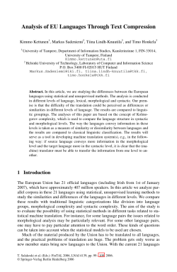 LNAI 4139 - Analysis of EU Languages Through Text Compression