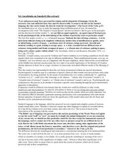 Sri Aurobindo on Sanskrit and Overview of Etimology