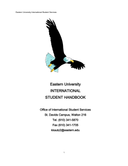 Eastern University INTERNATIONAL STUDENT HANDBOOK