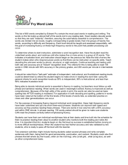 Fry Word Lists - Nine Mile Falls School District