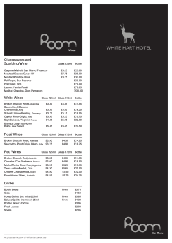 Room Bar drink menu at The White Hart Hotel