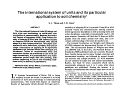 International System of Units and Its Particular Application to Soil