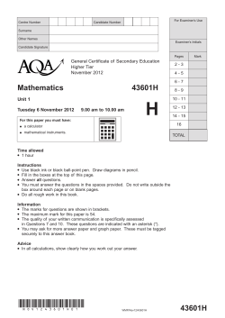 GCSE Mathematics Question Paper Unit 01 -Higher NOV 2012