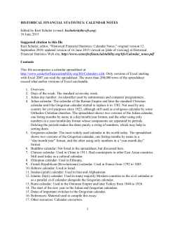 Notes about calendars - Center for Financial Stability
