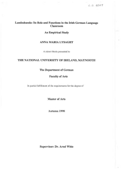 Landeskunde: Its Role and Functions in the Irish German Language