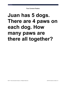 Juan has 5 dogs. There are 4 paws on each dog. How many paws