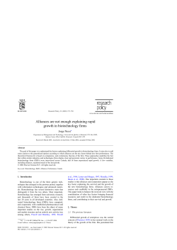 Alliances are not enough explaining rapid growth in biotechnology