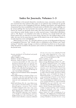 Index for Journals, Volumes 1&ndash;3
