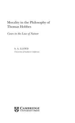 Morality in the Philosophy of Thomas Hobbes