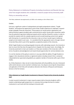 Policy Statement on Intellectual Property (including Inventions) and