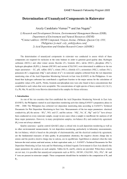 Determination of Unanalyzed Components in Rainwater
