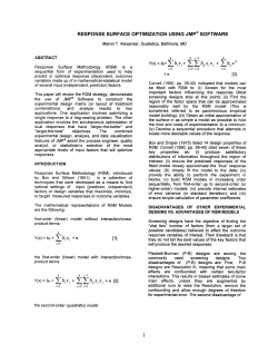 Response Surface Optimization Using JMP Software
