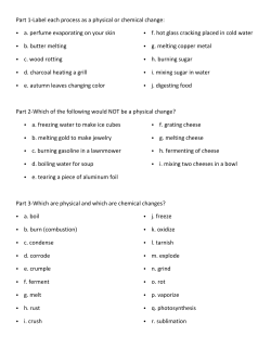 Part 1-Label each process as a physical or chemical change: &bull; a