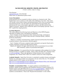 Fall 2016 SPIR 264: MINISTRY, PRAYER, AND PRACTICE
