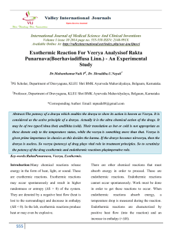 Exothermic Reaction For Veerya Analysisof Rakta Punarnava
