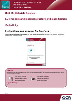 Unit 11 - Periodicity lesson element - Teacher Instructions