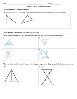 Geometry Unit 4: Triangle Congruence Part I
