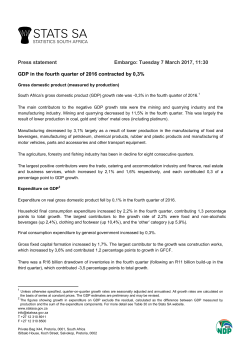 Press statement Embargo: Tuesday 7 March 2017, 11:30 GDP in the