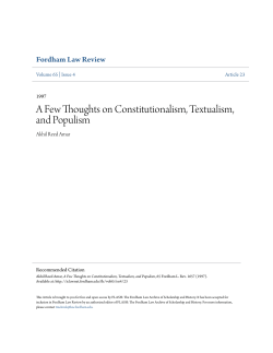 A Few Thoughts on Constitutionalism, Textualism, and Populism
