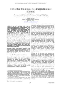 Towards a Biological Re-Interpretation of Culture