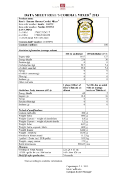 DATA SHEET ROSE`S CORDIAL MIXER 2004