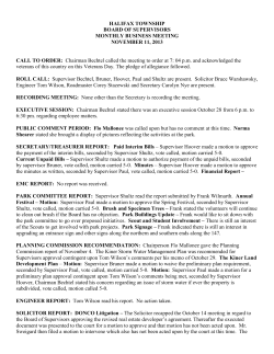 HALIFAX TOWNSHIP BOARD OF SUPERVISORS MONTHLY