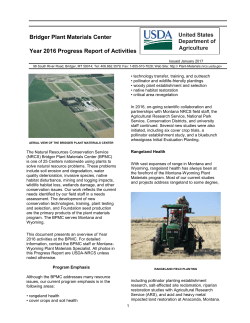 Bridger Plant Materials Center, Year 2016 Progress Report of Activities