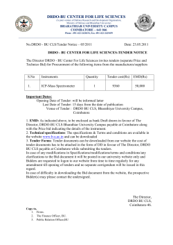 drdo-bu center for life sciences - Bharathiar University(Older Version