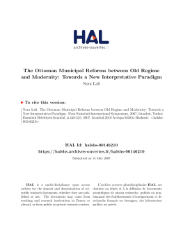 The Ottoman Municipal Reforms between Old Regime - Hal-SHS