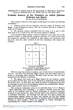 Probable Sources of the Numbers on which Jabirian Alchemy was