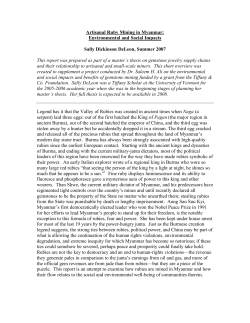 Artisanal Ruby Mining in Myanmar: Environmental and Social