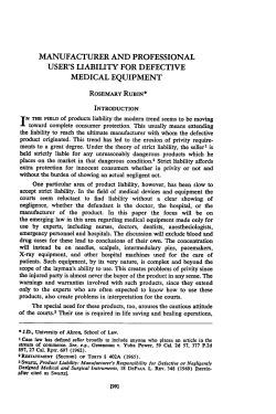 Manufacturer and Professional User`s Liability for Defective Medical