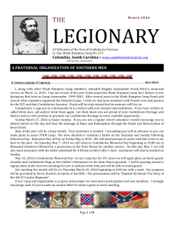 March Camp Meeting - Lt. Gen Wade Hampton Camp No. 273 SCV