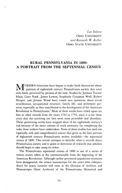 rural pennsylvania in 1800