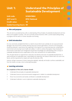 Unit 1: Understand the Principles of Sustainable