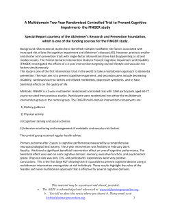the FINGER study - Alzheimer`s Research and Prevention Foundation