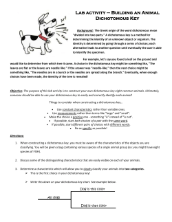 Lab activity &ndash; Building an Animal Dichotomous Key