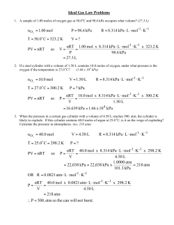 Ideal Gas Law Problems - SCH3U-CCVI