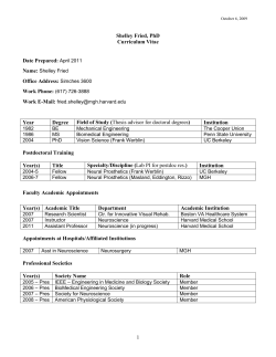 1 Shelley Fried, PhD Curriculum Vitae Date Prepared: April 2011