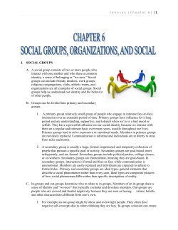 Johnson (Chapter 6) | 1 I. SOCIAL GROUPS A. A social group