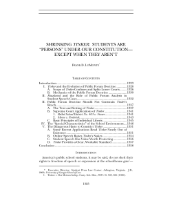 SHRINKING TINKER: STUDENTS ARE “PERSONS” UNDER OUR