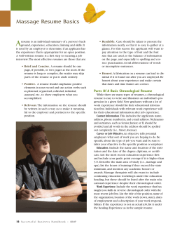 Massage Resume Basics