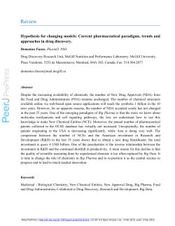Hypothesis for changing models: current pharmaceutical