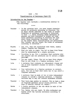 UNIT - Til Transformation of Sentences (Part II) Introduction by the