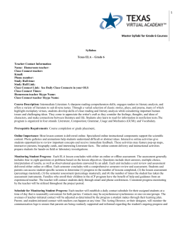 Master Syllabi for Grade 6 Courses 1