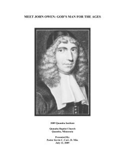 MEET JOHN OWEN: GOD`S MAN FOR THE AGES