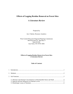 Effects of Logging Residue Removal on Forest Sites A Literature