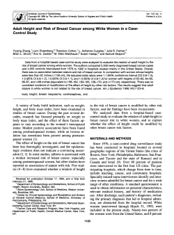 Adult Height and Risk of Breast Cancer among