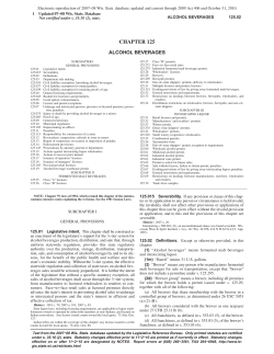 the WI Beverage Alcohol Laws